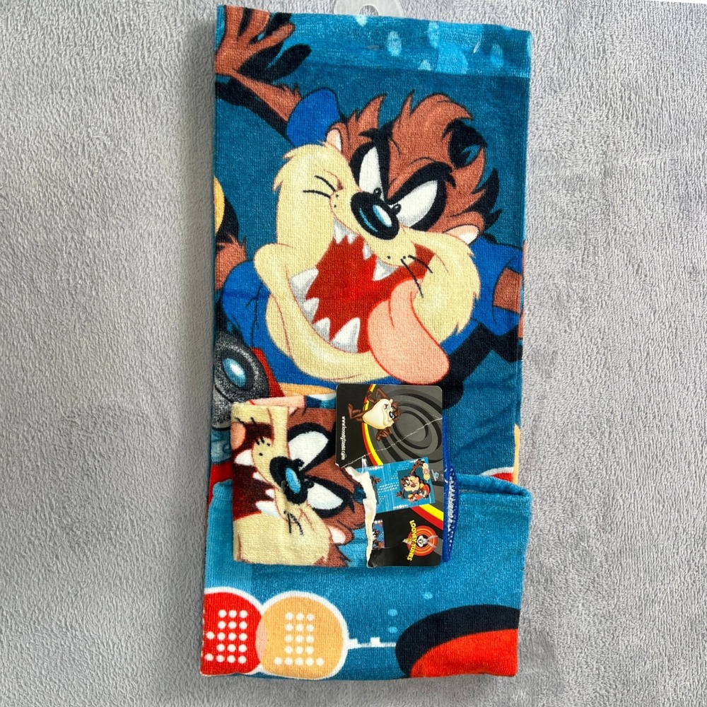 Vtg. 2002 Looney Tunes Taz 2-Piece Bath Set Jay Franco Cotton Towel &‎ Washcloth